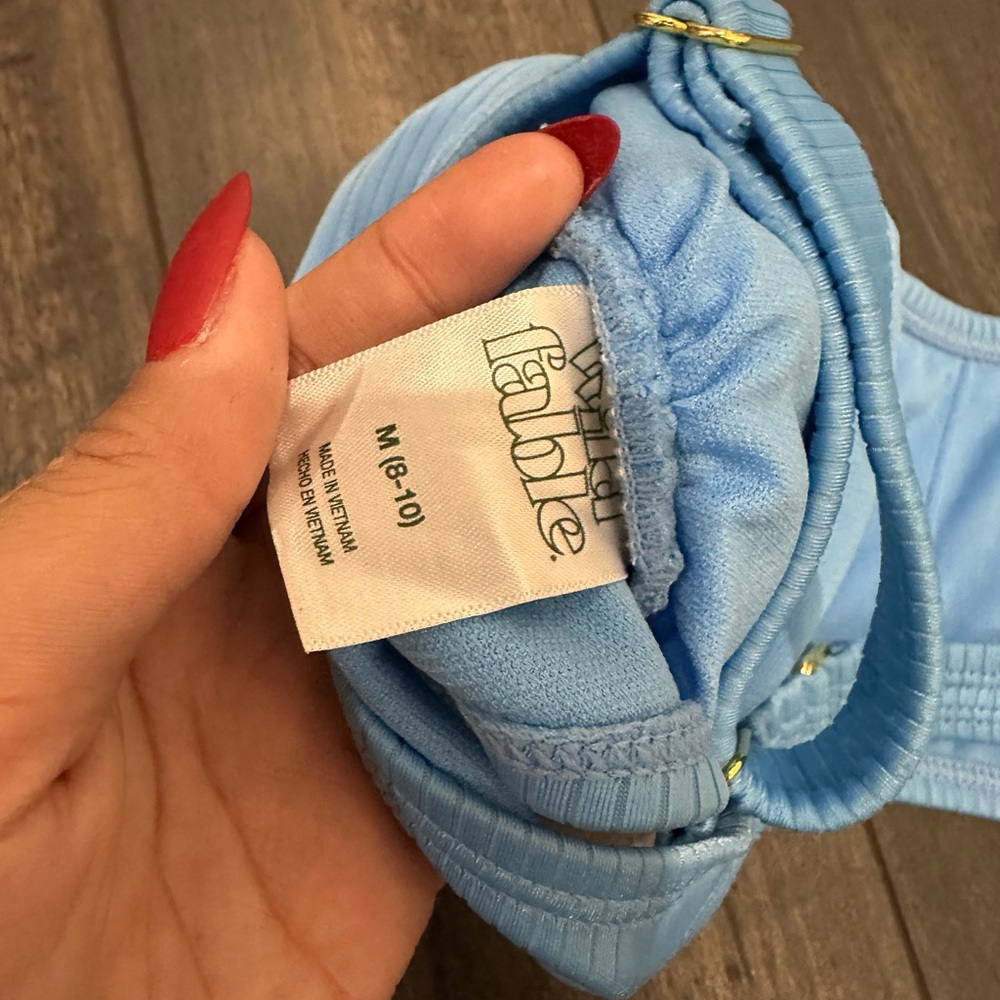 Blue Ribbed Sports Bra - Picture 2 of 3